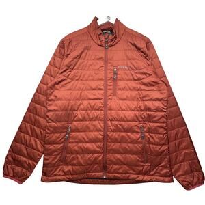 Orvis Puffer Recycled Drift Ripstop Jacket Mens Large Orange Quilted Primaloft